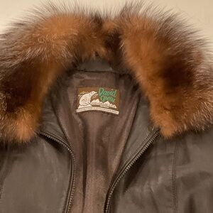Brown Leather Jacket with Fur Collar